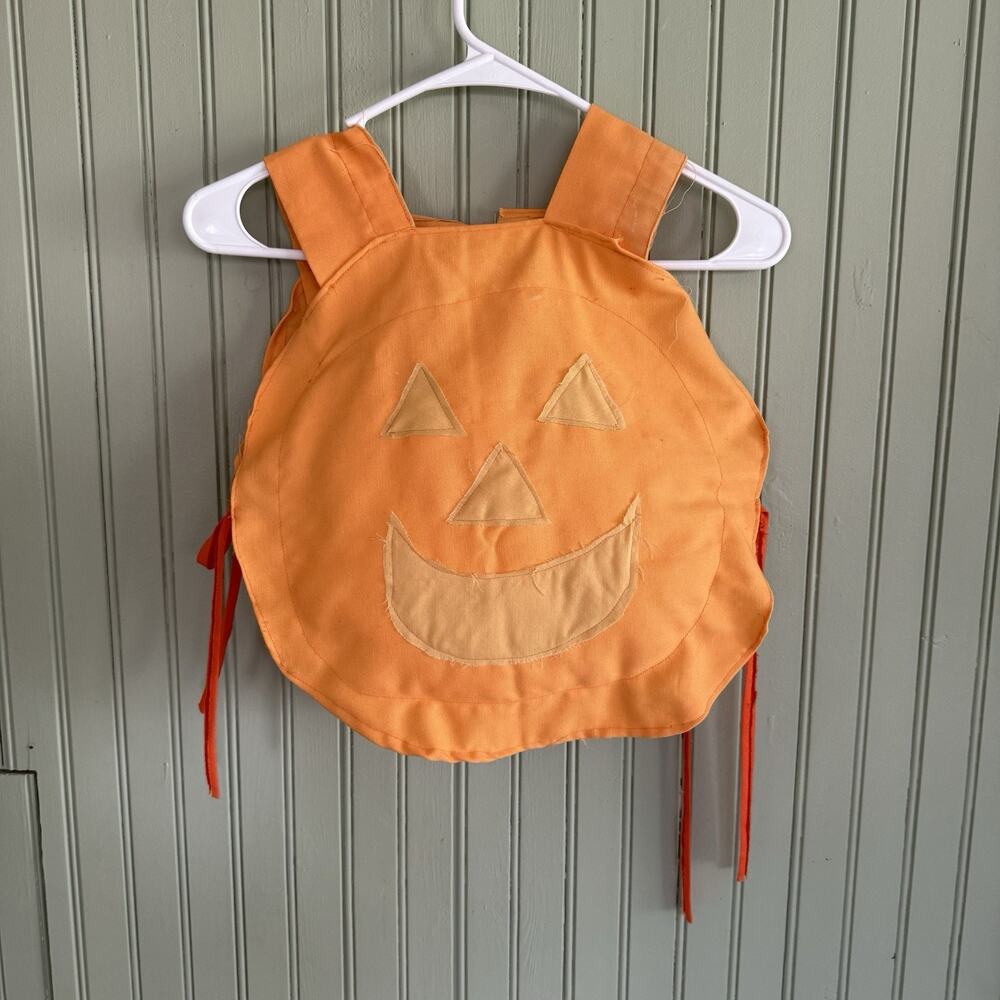 Vtg Handmade Halloween Pumpkin Padded Toddler Costume 2T Jack O Lantern Puffy
